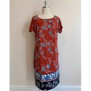 J. Jill Shift Knee Length Dress - Multicolor Floral Print - Size L